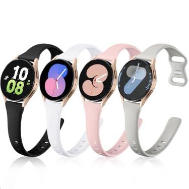 Imagem de GEAK Compatível com Samsung Galaxy Watch 7/6/4, 5 Pro, 4/4 Classic, Garmin, Ticwatch, Pulseira de silicone macia e fina de 20 mm, Preto/Branco/Cinza/Rosa areia, Pequeno/Grandes