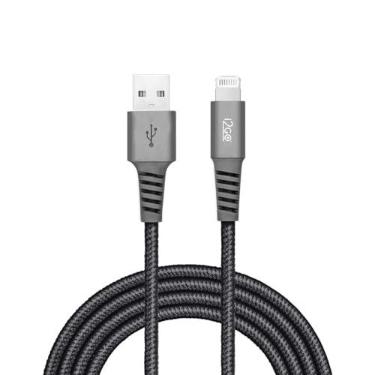Imagem de I2GO Cabo de Nylon Cinza Pro compatível com iPhone, USB para Lightning, 200 cm