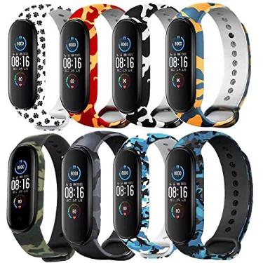 Imagem de XINGMALY Pacote com 8 pulseiras esportivas femininas compatíveis com Amazfit Band 5/Mi Band 5/Mi Band 6, de silicone macio, floral, sem desbotamento, para Amazfit Band 5, rastreador de atividades