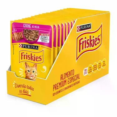 Imagem de SACHÊ FRISKIES CARNE AO MOLHO 85G Alimento Úmido para Gatos Saboroso e