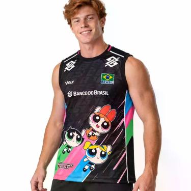 Imagem de Regata de Vôlei Trio Meninas Superpoderosas Preta 2026 Masculina - Vol