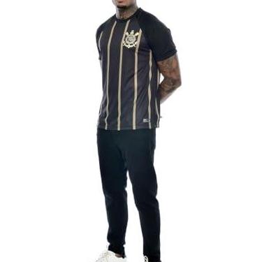 Imagem de Camisa Corinthians Listrada, Masculina, Preta, XGG