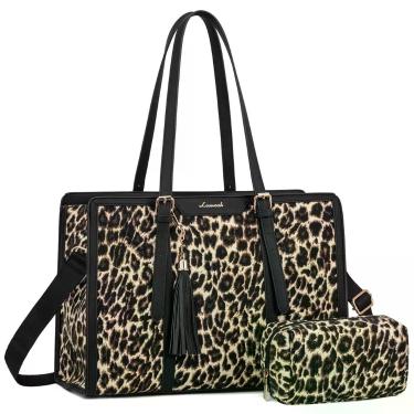 Imagem de Bolsa para laptop LOVEVOOK para mulheres, bolsa de lona de 15,6" com b