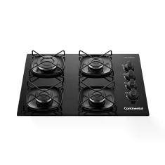 Cooktop 4 Bocas a Gás Continental Mesa de Vidro Preto com Acendimento Automático (KC4GR) Bivolt Cooktop 4 Bocas a Gás Continental Mesa de Vidro Preto com Acendimento Automático (KC4GR) Bivolt