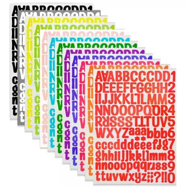 Imagem de Adesivos de Letras e Números 1512 Peças Vinil 12 Cores 21 x 29 cm - Ma