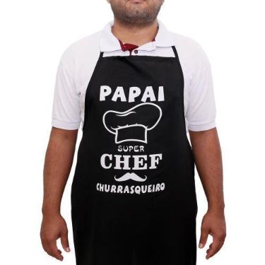 Imagem de Avental Papai Super Chef Churrasqueiro Presente Pai - D.Lima, Preto, P
