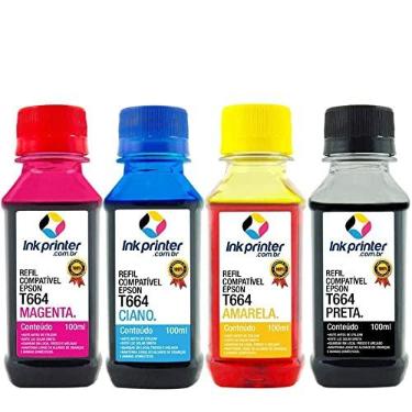 Imagem de Kit de Tinta para Epson L120 - Compatível Inkprinter (t664-4x100ml)