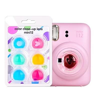 Imagem de HIYQIN Filtro de lente de câmera Fuji Mini 12, filtro de lente close-up colorido compatível com câmera instantânea Instax Mini 12, 2 filtros de corte oco e 4 filtros coloridos - 6 peças
