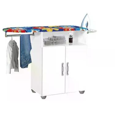Imagem de Tabua de passar roupa MDP 02 portas Branca com cabideiro - PASSE BEM