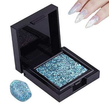 Imagem de Yajun Purpurina em pó para unhas, gel de arte sólida 3D, esmalte brilhante, manicure, decoração, espelho, pigmento, kit com paus de sombra de olhos, decoração de arte clássica, 3 peças, azul, 4 * 4 * 1,5 cm
