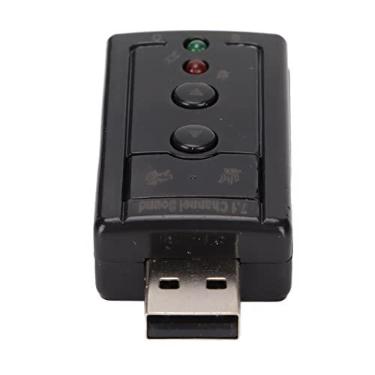 Imagem de Adaptador de externo USB de 7.1 canais para placa de som para laptop, PC, amplificador integrado e controles de volume com portas de 3,5 mm e microfone para Wins/para Android