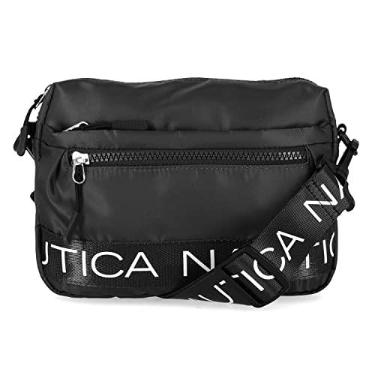 Imagem de Nautica Bolsa tiracolo de nylon com alça de ombro ajustável, Preto, One Size