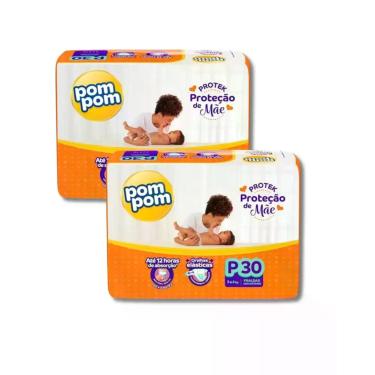 Imagem de Kit 2 Fraldas Pompom Derma Protek Conforto Bebê, Pequeno (P)