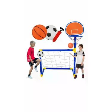 Imagem de Trave Futebol Cesta Basquete Infantil 2 em 1 Portátil - Congratulation