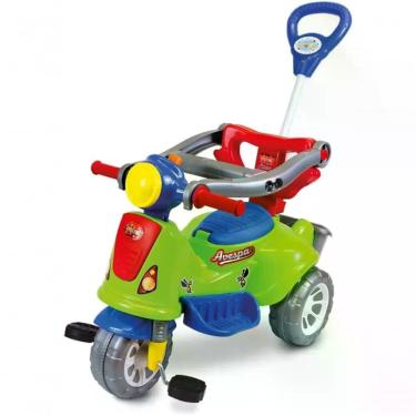 Imagem de Triciclo Infantil Avespa Extreme Multifuncional com Haste-Guia Removível Amarelo Maral