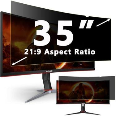 Imagem de APeiSi Filtro de tela de privacidade curvado de 35 polegadas para monitor Ultrawide 21:9 - Protetor de tela de privacidade, protetor de tela com bloqueio de luz azul antirreflexo