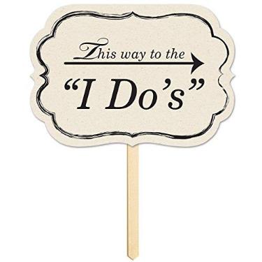 Imagem de Beistle Placa Way to The I Do Yard - 1 peça, 25,4 cm x 36,8 cm, branco/preto