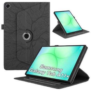 Imagem de TIPOYOROO Capa giratória para Samsung Galaxy Tab A11 Plus (SM-X310/SM-X315/SM-X236) 27.9 cm 2025, capa de couro PU leve com suporte para caneta para Galaxy Tab A11+, vermelha
