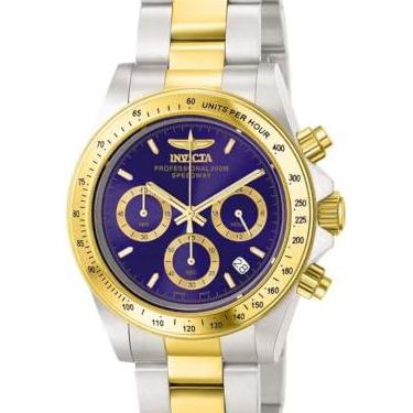 Imagem de Relógio masculino Invicta Cougar 3644 Speedway Collection, aço inoxidável, dourado/azul
