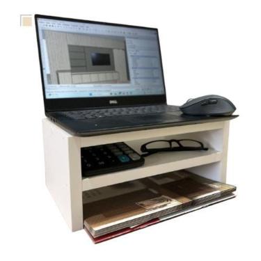 Imagem de Suporte Para Monitor E Notebook Madeira Mdf Preto Ergonômico - Inffini