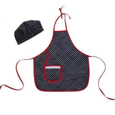 Imagem de Avental infantil com chapéu de cozinheiro poá - Recanto da Costura
