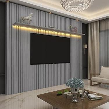 Imagem de Painel Ripado Tv até 85 Polegadas com Led 230cm Nobre Gelius Móveis Cinza