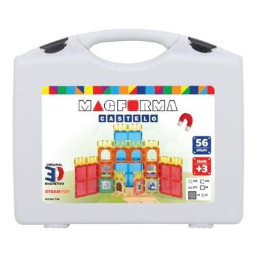Imagem de Blocos Magnéticos Magforma castelo 56 peças jogo magnético educativo