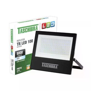 Imagem de Refletor Taschibra Led Tr Slim 100W Luz Branco Fria 6500K Preto Bivolt