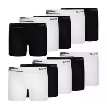 Imagem de Combo 10 Cueca Boxer Box Infantil Lupo Microfibra S/ Costura - PRETA E