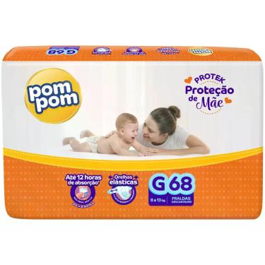 Imagem de Fralda infantil pom pom protek prot.mãe hiper grande c/68, G, 68