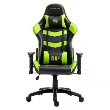 Imagem de Cadeira Gamer Draxen Dn3, Giratória, Até 150Kg, Preto/Verde