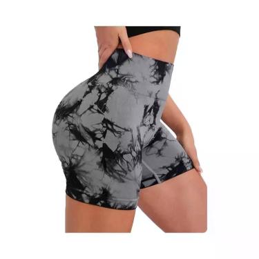Imagem de Shorts Esportivos De Yoga De Cintura Alta Sem Costura Tie Dye De Secag
