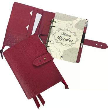 Imagem de Agenda Minhas Receitas Couro 235-R Raffai Couros, Vermelho