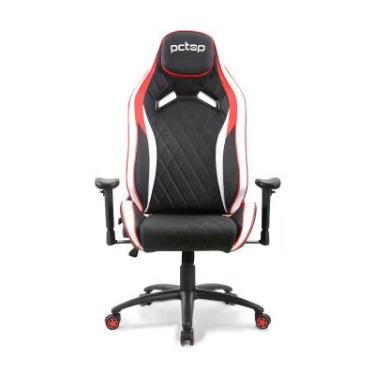 Imagem de Cadeira Gamer PcTop Premium 1020, Vermelho, Branco e Preto, Reclinável - Se1020