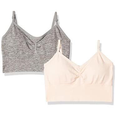 Imagem de Maidenform Sutiã curto franzido sem costura para meninas, Pérola/cinza mesclado, P