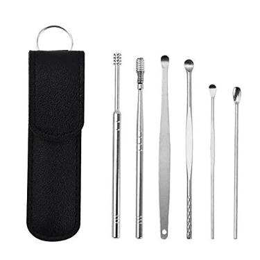 Imagem de Inovador conjunto de ferramentas de limpeza de cera de ouvido com design espiral de aço inoxidável, conjunto de ferramentas de limpeza de orelha, limpador de cureta de orelha, kit
