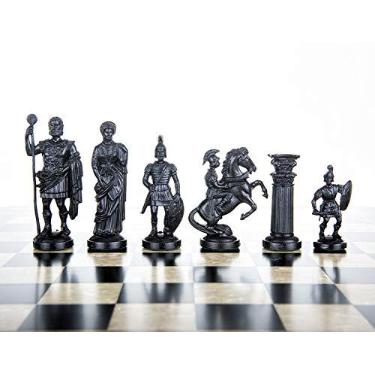Imagem de Loja de xadrez e jogos Muba 9,5 cm preto e branco peças de xadrez da Legião Romana - Feltrado
