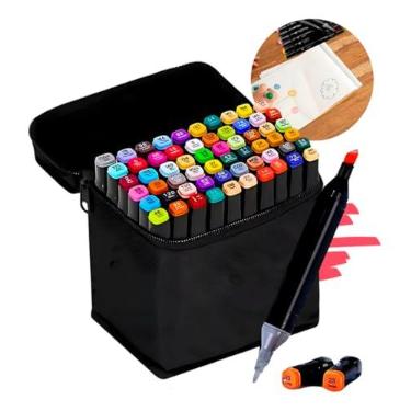 Imagem de Kit 204 Canetinhas Coloridas Touch 204 Cores Com Ponta Dupla e Estojo Canetas Marcadores Coloridos Para Desenho Colorir Livros Ilustrar Pintura Escola Escolar (60)