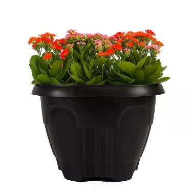 Imagem de Vaso Redondo 15,5 L De Plástico Preto Para Plantas E Decoração De Jardins E Varandas