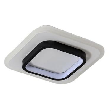 Imagem de Lampada de Teto Moderna Plafon Sobrepor de LED Estilo Quadrado para Sala Quarto Cozinha Varanda Corredor Preto Branco Decoração (Preto)