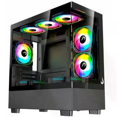 Imagem de Gabinete Gamer Crystal Glass 03 Mid Tower M-ATX ITX Vidro Temperado Preto Rise Mode RM-CA-CY-03-FB