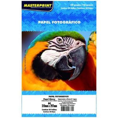 Imagem de Papel Glossy 180g A4 Fotográfico Branco Brilhante Masterprint com 50 F