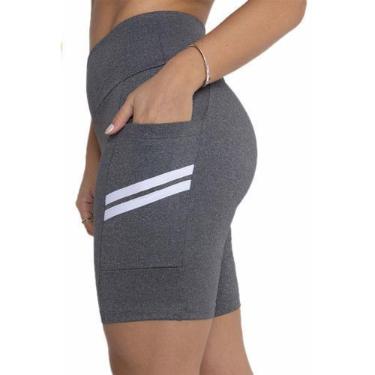 Imagem de Bermuda feminina academia ciclista fitness cós alto com bolso short ci