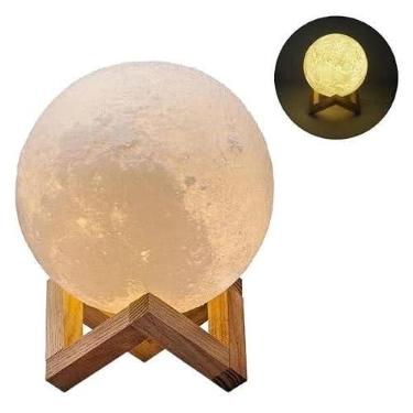 Imagem de Luminária Lua 3D LED – Abajur Decorativo Quarto Infantil Casal Presente Criativo