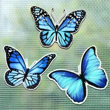 Imagem de Ímãs para porta tela com borboletas Fiada, 6 peças, azul, PVC