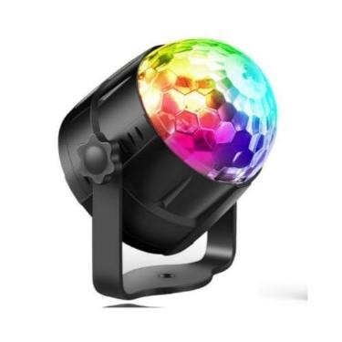 Imagem de Globo de Luzes Coloridas Giratória Iluminação para Festa Decoração RGB e Balada