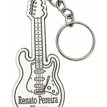 Imagem de Kit Chaveiros Guitarra Nome Idade Música Mdf Branco - Arte Laser, MDF 