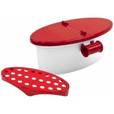 Imagem de Time Roaming Barco de macarrão versátil para micro-ondas, material PP resistente ao calor de grau alimentício, coador de barco a vapor de vegetais para panela de massa, grande capacidade de até 2,3 kg