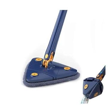 Imagem de Mop Triangular Retrátil Giratório 360°, Mop De Limpeza Ajustável, Mop De Limpeza Doméstica Com 2 Almofadas De Substituição, Molhado E Seco, Adequado Para Quarto, Banheiro, Cozinha, Teto. (azul)