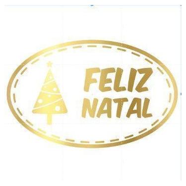 Imagem de Adesivo "Feliz Natal Oval" - Ref.2053 - Hot Stamping - 100 unidades - 